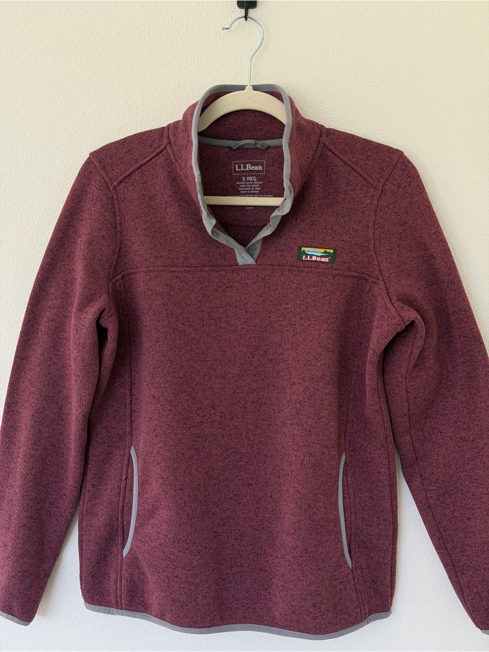 L.L.Bean Sweater Fleece Pullover Women’s Small Burgundy Snap Neck Outdoors
